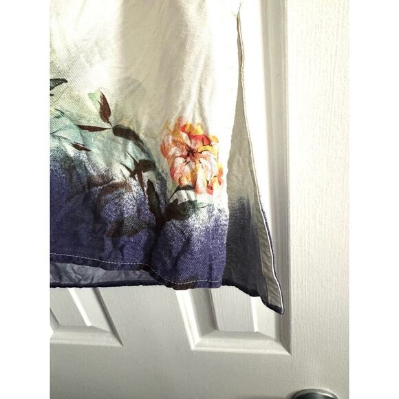 Maeve ANTHROPOLOGIE Watercolor Printed Tunic Top Floral Bird Pockets Linen Sz XS - Picture 4 of 6